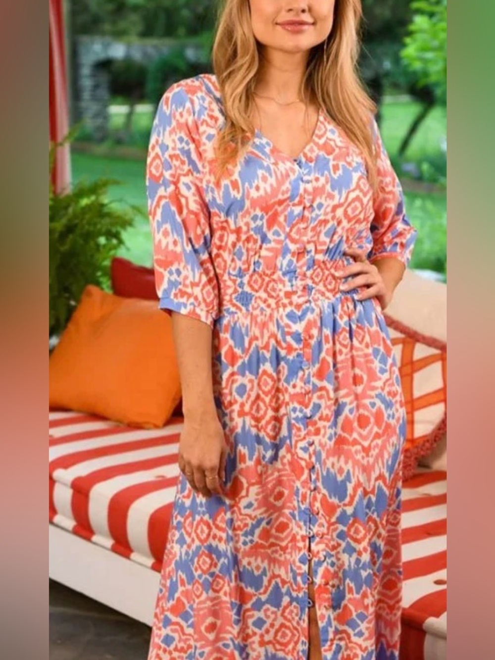 Walker & Wade Kelsey maxi dress coral reef with pockets XS